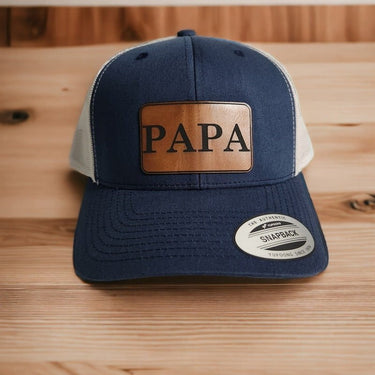 Papa Leather Patch Trucker Hat for Grandfather - Trucker Hat - Charm and Char